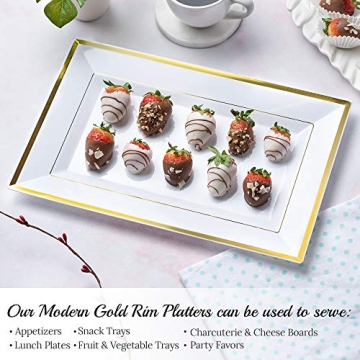 Elegant Plastic Serving Tray Set - 6pk - White & Gold