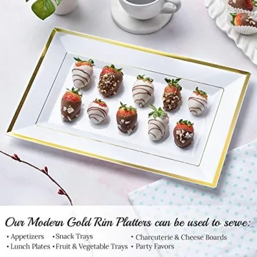 Elegant Plastic Serving Tray Set - 6pk - White & Gold