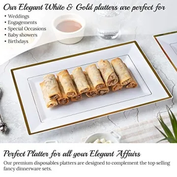 Elegant Plastic Serving Tray Set - 6pk - White & Gold