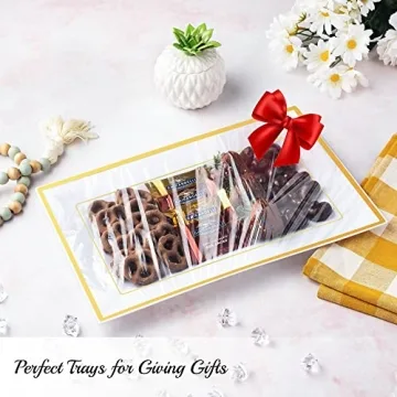 Elegant Plastic Serving Tray Set - 6pk - White & Gold