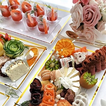 Elegant Plastic Serving Tray Set - 6pk - White & Gold