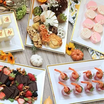 Elegant Plastic Serving Tray Set - 6pk - White & Gold