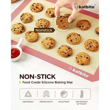 Katbite Silicone Baking Mat Set of 3 - Reusable & Non-stick