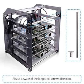 GeeekPi Cluster Case for Raspberry Pi, Pi Rack Case Stackable Case with Cooling Fan 120mm RGB LED 5V Fan for Raspberry Pi 4B/3B+/3B/2B/B+ and Jetson Nano