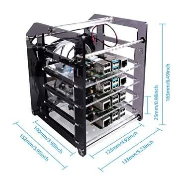 GeeekPi Cluster Case for Raspberry Pi, Pi Rack Case Stackable Case with Cooling Fan 120mm RGB LED 5V Fan for Raspberry Pi 4B/3B+/3B/2B/B+ and Jetson Nano