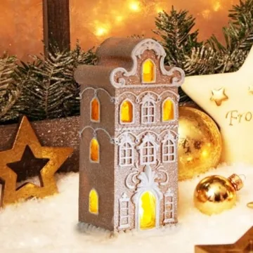 Cynkeyee Gingerbread House with LED Light for Christmas Decor