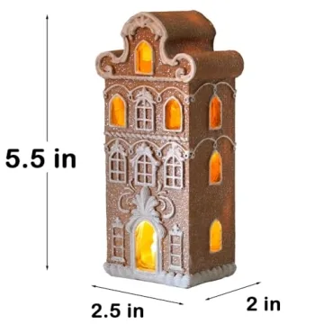 Cynkeyee Gingerbread House with LED Light for Christmas Decor