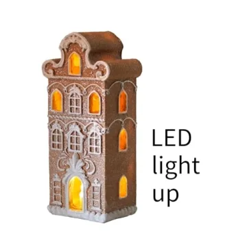 Cynkeyee Gingerbread House with LED Light for Christmas Decor
