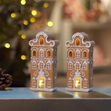 Cynkeyee Gingerbread House with LED Light for Christmas Decor