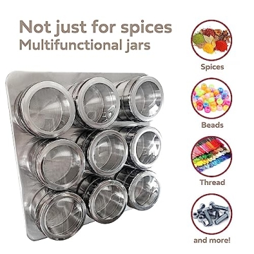 Uncluttered Designs Intergalactic Spice Rack Set with 9 Magnetic Tins