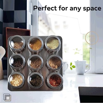 Uncluttered Designs Intergalactic Spice Rack Set with 9 Magnetic Tins