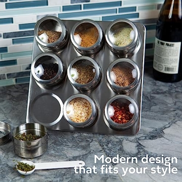 Uncluttered Designs Intergalactic Spice Rack Set with 9 Magnetic Tins