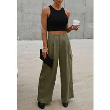 Dokotoo Cargo Pants Wide Leg Dress Pants Women Slacks Womens Trousers Women's 2024 Fall Outfits Teac...