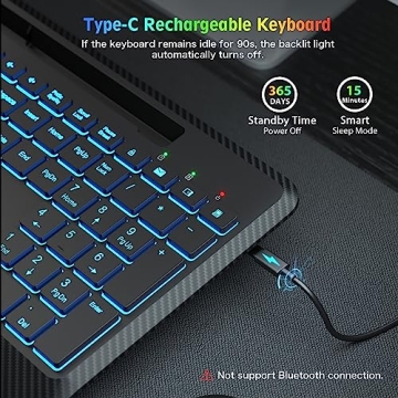 SABLUTE Wireless Keyboard with 7 Color Backlights and Holder