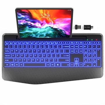 SABLUTE Wireless Keyboard with 7 Color Backlights and Holder