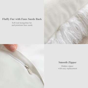 ROSE FEATHER Real 100% Tibetan Mongolian Lamb Sheepskin Wool Fur Super Soft Plush Leather Pillowcase Cushion Cover,Gradient-Pink, 20x20inch