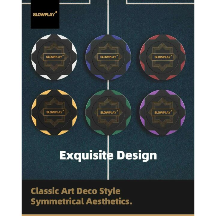 SLOWPLAY Clay Poker Chips Set with Leather Case