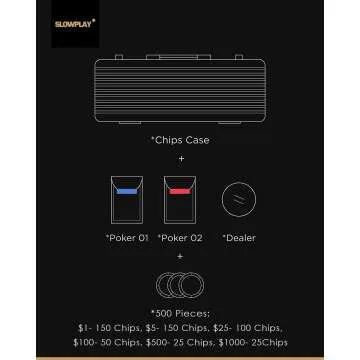 SLOWPLAY Clay Poker Chips Set with Leather Case