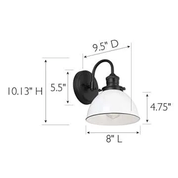 Design House Savannah Wall Light - Matte Black and White Shade
