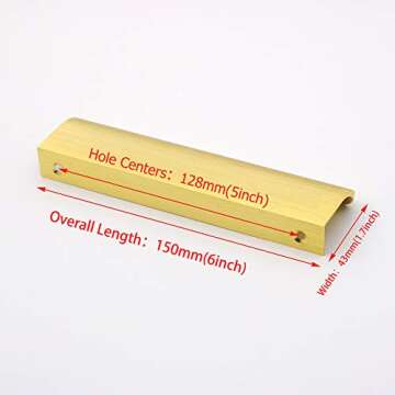 goldenwarm 10 Pack Gold Cabinet Handles 5 Inch Finger Pulls for Cabinets Gold Edge Pulls for Dresser Drawers Modern Kitchen Hardware, Aluminum Alloy