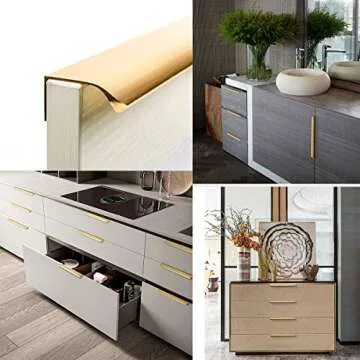 goldenwarm 10 Pack Gold Cabinet Handles 5 Inch Finger Pulls for Cabinets Gold Edge Pulls for Dresser Drawers Modern Kitchen Hardware, Aluminum Alloy