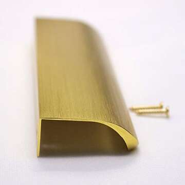 goldenwarm 10 Pack Gold Cabinet Handles 5 Inch Finger Pulls for Cabinets Gold Edge Pulls for Dresser Drawers Modern Kitchen Hardware, Aluminum Alloy