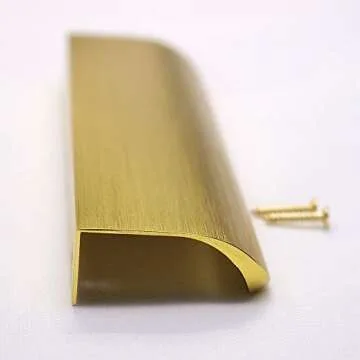 goldenwarm 10 Pack Gold Cabinet Handles 5 Inch Finger Pulls for Cabinets Gold Edge Pulls for Dresser Drawers Modern Kitchen Hardware, Aluminum Alloy