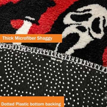 Isyende Halloween Bath Rugs - Spooky Skull Design, Black Red, Absorbent & Washable, Soft & Non-Slip Ghostface Decor, Heart-Shaped Scream Rug - Horror Halloween Bathroom Decor Carpet（22 * 26inch）