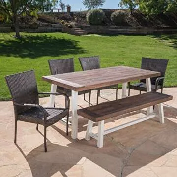 Christopher Knight Home Wicker Dining Set for 6 Outdoors