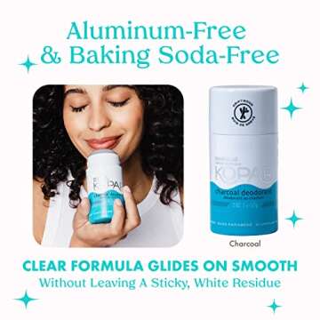 Kopari Aluminum Free Coconut Deodorant, Non Toxic & Clean Plant-Based, No Aluminum, Parabens or Baking Soda, Long Lasting Protection, Charcoal 2 oz