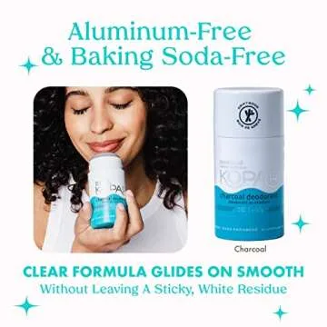 Kopari Aluminum Free Coconut Deodorant, Non Toxic & Clean Plant-Based, No Aluminum, Parabens or Baking Soda, Long Lasting Protection, Charcoal 2 oz