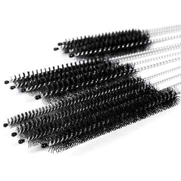 MOSOLAN Drinking Straw Cleaning Brush Set, Nylon Pipe Tube Cleaner, Stainless Steel Handle, 12 10 8 Inches Extra Long, 12 10 8 6mm Extra Wide Diameter, Multiple Size Straws (Set of 12)