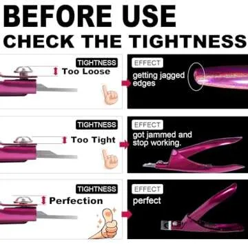 Violet Red Premium Adjustable Nail Clippers with Magnets Sizers for Acrylic Nails, Stainless Steel Nail Cutter Trimmer for Artificial Fake False Tips Manicure Sharp Blade Clip Tool for Salon Beauty