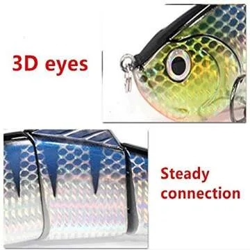 Sfeexun Lifelike 4 Segment Big Swimbaits for Bass Sinking Fishing Bass Lures Artificial Hard Bait Swimbait for Fishing, Great for Fisherman Dad Gift Style 4 (8.85 inches L 4.76oz)