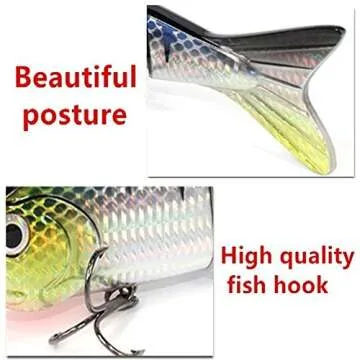Sfeexun Lifelike 4 Segment Big Swimbaits for Bass Sinking Fishing Bass Lures Artificial Hard Bait Swimbait for Fishing, Great for Fisherman Dad Gift Style 4 (8.85 inches L 4.76oz)