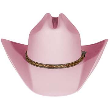 Enimay Western Cowboy & Cowgirl Hat Pinch Front Wide Brim Style (Small/Medium, Classic Pink)