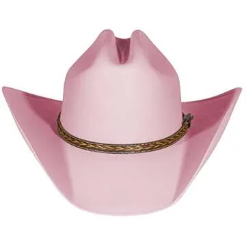 Enimay Western Cowboy & Cowgirl Hat Pinch Front Wide Brim Style (Small/Medium, Classic Pink)