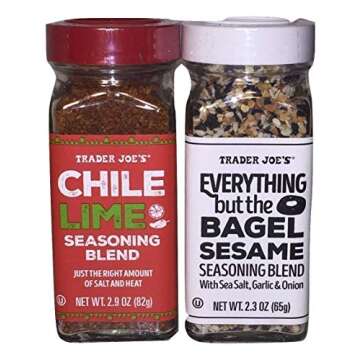 Trader Joe's Seasonings Bundle - Everything But The Bagel Sesame and Chile Lime Seasoning Blends (1 of Each)