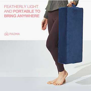 PADMA Yoga Bloster Rectangular Meditation and Supportive Pillow - Machine Washable Cover with Carry Both Handles and Exercise bands (Light Pink)