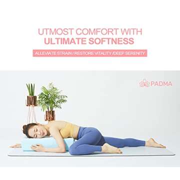 PADMA Yoga Bloster Rectangular Meditation and Supportive Pillow - Machine Washable Cover with Carry Both Handles and Exercise bands (Light Pink)