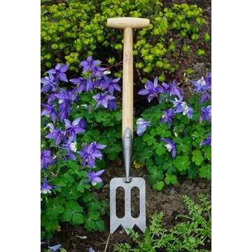 Dewit Perennial Spork Tempered Boron Steel T-Handle Tool for Gardening, Digging, and Dividing Perennial