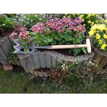 Dewit Perennial Spork Tempered Boron Steel T-Handle Tool for Gardening, Digging, and Dividing Perennial