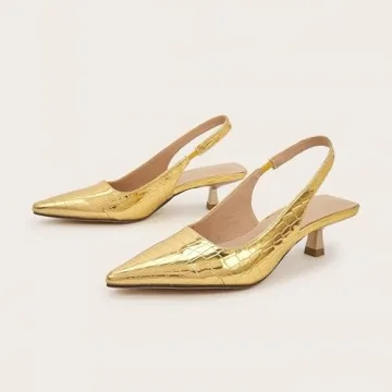 LVOMU Women's Stylish Plaid Kitten Heels for Comfort