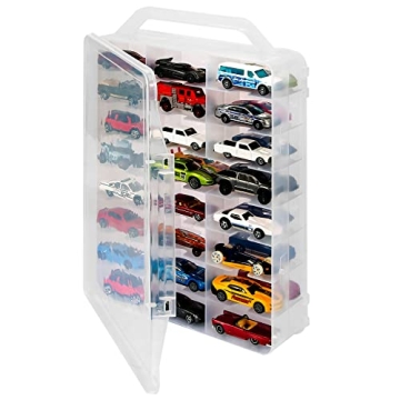 KISLANE Storage Case for 48 Toy Cars | Portable & Transparent