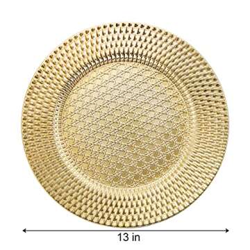 Fasmov 12 Pack Plastic Charger Plates, 13 inches Round Plate Chargers for Dinner Plates, Wedding Tab...