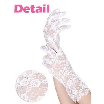 SATINIOR Ladies Lace Gloves for Women Tea Party Elegant Short Courtesy Gloves for Wedding Dinner Opera Parties(White)