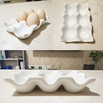 Bealuffe Ceramic Egg Holder for Kitchen Countertop & Fridge