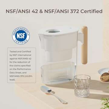 Waterdrop Water Filter Pitcher with 1 Filter, 200-Gallon Long-Life, Chubby 10-Cup Large Water Filter Pitcher, NSF Certified, 5X Times Lifetime, Reduces PFOA/PFOS, BPA Free, White