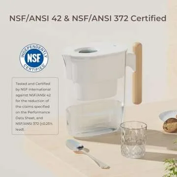 Waterdrop Water Filter Pitcher with 1 Filter, 200-Gallon Long-Life, Chubby 10-Cup Large Water Filter Pitcher, NSF Certified, 5X Times Lifetime, Reduces PFOA/PFOS, BPA Free, White