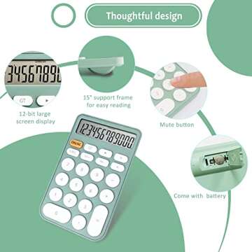 VEWINGL Standard Calculator 12 Digit,Desktop Large Display and Buttons,Calculator with Large LCD Dis...